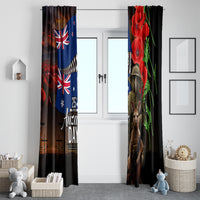 New Zealand and Australia ANZAC Day Window Curtain National Flag mix Kiwi Bird and Kangaroo Soldier Style