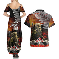 New Zealand ANZAC Day Couples Matching Summer Maxi Dress and Hawaiian Shirt The Ode of Remembrance and Silver Fern LT03 - Polynesian Pride