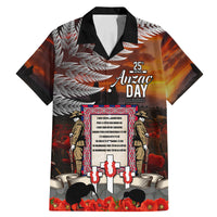 New Zealand ANZAC Day Family Matching Mermaid Dress and Hawaiian Shirt The Ode of Remembrance and Silver Fern LT03 Dad's Shirt - Short Sleeve Black - Polynesian Pride