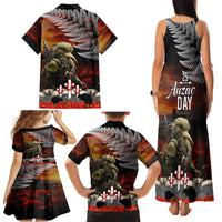 New Zealand ANZAC Day Family Matching Tank Maxi Dress and Hawaiian Shirt The Ode of Remembrance and Silver Fern LT03 - Polynesian Pride