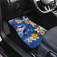 Hawaiian Lei Day Plumeria Humpback Whales Car Mats Polynesian Art Vibrant Starry Nebula Style