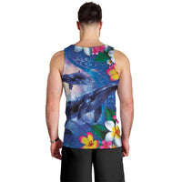 Hawaiian Lei Day Plumeria Humpback Whales Men Tank Top Polynesian Art Vibrant Starry Nebula Style