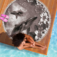 Hawaiian Lei Day Plumeria Humpback Whales Beach Blanket Polynesian Art Vibrant Starry Nebula Grayscale Style