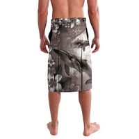 Hawaiian Lei Day Plumeria Humpback Whales Lavalava Polynesian Art Vibrant Starry Nebula Grayscale Style