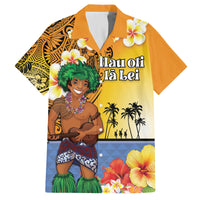 Happy Lei Day Family Matching Long Sleeve Bodycon Dress and Hawaiian Shirt Hula Male Dancer Polynesian Flower Kakau Pattern