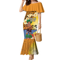 Happy Lei Day Family Matching Mermaid Dress and Hawaiian Shirt Hula Male Dancer Polynesian Flower Kakau Pattern