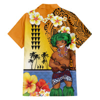 Happy Lei Day Family Matching Puletasi and Hawaiian Shirt Hula Male Dancer Polynesian Flower Kakau Pattern LT03 - Polynesian Pride