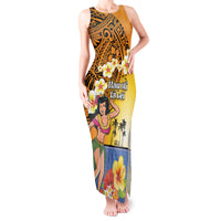 Happy Lei Day Tank Maxi Dress Hula Girl Polynesian Flower Kakau Pattern