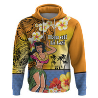 Happy Lei Day Zip Hoodie Hula Girl Polynesian Flower Kakau Pattern