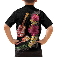 Ukulele mix Polynesian Flower Family Matching Off Shoulder Maxi Dress and Hawaiian Shirt Hawaiian Tribal Pattern LT03 - Polynesian Pride