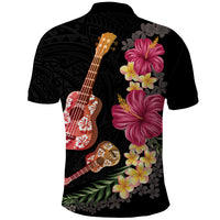 Ukulele mix Polynesian Flower Polo Shirt Hawaiian Tribal Pattern