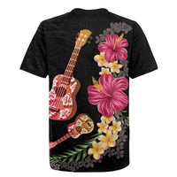 Ukulele mix Polynesian Flower Rugby Jersey Hawaiian Tribal Pattern