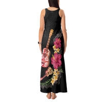 Ukulele mix Polynesian Flower Tank Maxi Dress Hawaiian Tribal Pattern