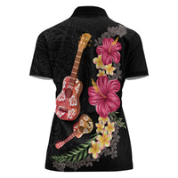 Ukulele mix Polynesian Flower Women Polo Shirt Hawaiian Tribal Pattern