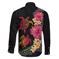 Hawaiian Flower and Tribal Turtle Family Matching Long Sleeve Bodycon Dress and Hawaiian Shirt Colorful Style LT03 - Polynesian Pride
