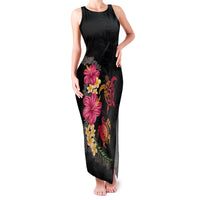 Hawaiian Flower and Tribal Turtle Family Matching Tank Maxi Dress and Hawaiian Shirt Colorful Style
