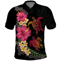 Hawaiian Flower and Tribal Turtle Polo Shirt Colorful Style