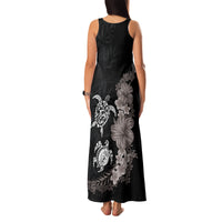 Hawaiian Flower and Tribal Turtle Family Matching Tank Maxi Dress and Hawaiian Shirt Grayscale Mode
