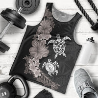 Hawaiian Flower and Tribal Turtle Men Tank Top Grayscale Mode LT03 - Polynesian Pride