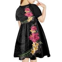 Hawaiian Plumeria and Hibiscus Kid Short Sleeve Dress Colorful Style