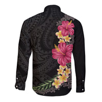 Hawaiian Plumeria and Hibiscus Long Sleeve Button Shirt Colorful Style