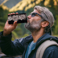 Hawaiian Plumeria and Hibiscus 4 in 1 Can Cooler Tumbler Grayscale Mode