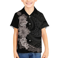 Hawaiian Plumeria and Hibiscus Hawaiian Shirt Grayscale Mode