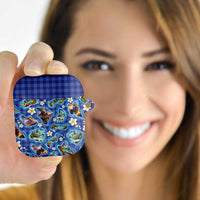 Hawaiian Island Shapes-Iconic Landscape AirPods Case with Plumeria and Palaka Blue Color LT03 - Polynesian Pride