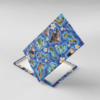 Hawaiian Island Shapes-Iconic Landscape Canvas Wall Art with Plumeria and Palaka Blue Color LT03 With Frame Blue - Polynesian Pride
