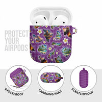 Hawaiian Island Shapes-Iconic Landscape AirPods Case with Plumeria and Palaka Purple Color LT03 - Polynesian Pride