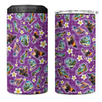 Hawaiian Island Shapes-Iconic Landscape 4 in 1 Can Cooler Tumbler with Plumeria and Palaka Purple Color LT03 One Size: 16 oz Purple - Polynesian Pride