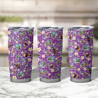 Hawaiian Island Shapes-Iconic Landscape Tumbler Cup with Plumeria and Palaka Purple Color LT03 - Polynesian Pride