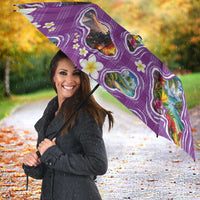 Hawaiian Island Shapes-Iconic Landscape Umbrella with Plumeria and Palaka Purple Color LT03 - Polynesian Pride