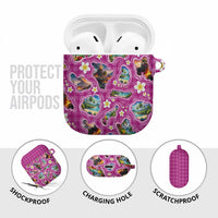 Hawaiian Island Shapes-Iconic Landscape AirPods Case with Plumeria and Palaka Pink Color LT03 - Polynesian Pride