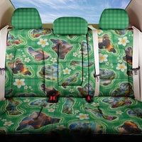Hawaii Map with Plumeria Flower and Palaka Pattern Back Car Seat Cover Tropical Island Green Design LT03 One Size Green - Polynesian Pride