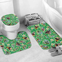 Hawaii Map with Plumeria Flower and Palaka Pattern Bathroom Set Tropical Island Green Design LT03 Mat Set Only (3 pcs) One Size Green - Polynesian Pride