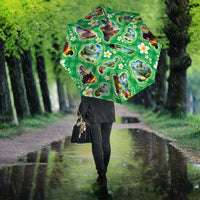 Hawaii Map with Plumeria Flower and Palaka Pattern Umbrella Tropical Island Green Design LT03 - Polynesian Pride