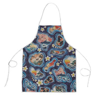 Hawaii Islands Map Design with Japanese Landscape Apron Hawaiian Japan Fusion Art Navy Color LT03 Navy - Polynesian Pride