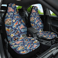 Hawaii Islands Map Design with Japanese Landscape Car Seat Cover Hawaiian Japan Fusion Art Navy Color LT03 One Size Navy - Polynesian Pride