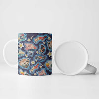 Hawaii Islands Map Design with Japanese Landscape Ceramic Mug Hawaiian Japan Fusion Art Navy Color LT03 - Polynesian Pride