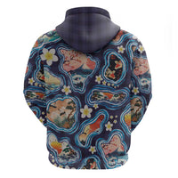 Hawaii Islands Map Design with Japanese Landscape Hoodie Hawaiian Japan Fusion Art Navy Color LT03 - Polynesian Pride