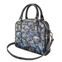 Hawaii Islands Map Design with Japanese Landscape Shoulder Handbag Hawaiian Japan Fusion Art Navy Color LT03 - Polynesian Pride