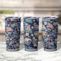 Hawaii Islands Map Design with Japanese Landscape Tumbler Cup Hawaiian Japan Fusion Art Navy Color LT03 - Polynesian Pride