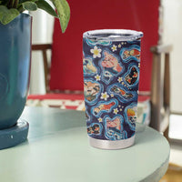 Hawaii Islands Map Design with Japanese Landscape Tumbler Cup Hawaiian Japan Fusion Art Navy Color LT03 - Polynesian Pride