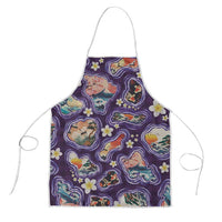 Hawaii Islands Map Design with Japanese Landscape Apron Hawaiian Japan Fusion Art Purple Color LT03 Purple - Polynesian Pride