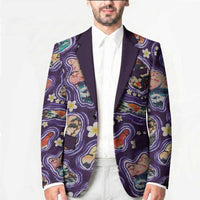 Hawaii Islands Map Design with Japanese Landscape Blazer Hawaiian Japan Fusion Art Purple Color LT03 - Polynesian Pride