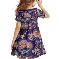 Hawaii Islands Map Design with Japanese Landscape Family Matching Off The Shoulder Long Sleeve Dress and Hawaiian Shirt Hawaiian Japan Fusion Art Purple Color LT03 - Polynesian Pride