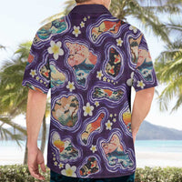 Hawaii Islands Map Design with Japanese Landscape Hawaiian Shirt Hawaiian Japan Fusion Art Purple Color LT03 - Polynesian Pride