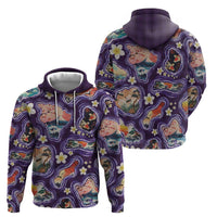 Hawaii Islands Map Design with Japanese Landscape Hoodie Hawaiian Japan Fusion Art Purple Color LT03 - Polynesian Pride