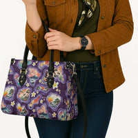 Hawaii Islands Map Design with Japanese Landscape Leather Bag Hawaiian Japan Fusion Art Purple Color LT03 - Polynesian Pride